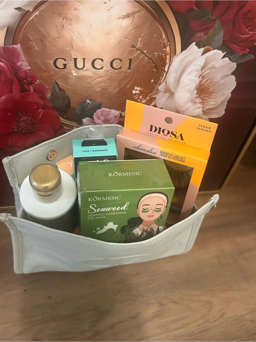Dior Cosmetic Pouch with Beauty & Glow Bundle